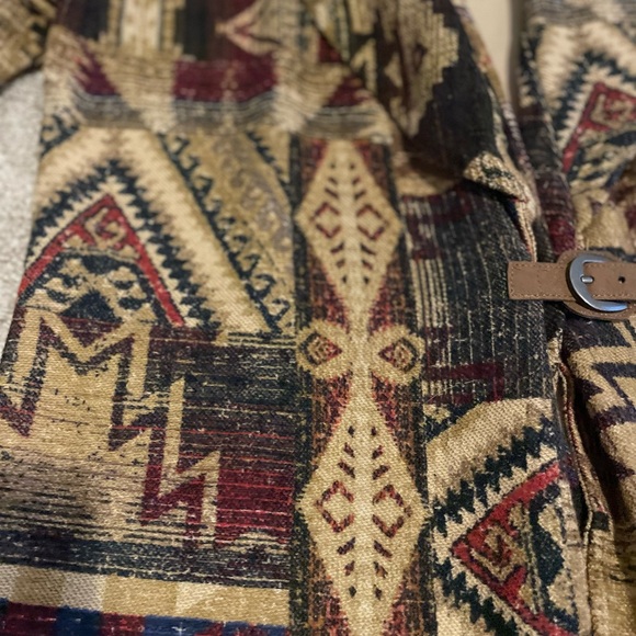Vintage LRL Ralph Lauren Native American Southwest Aztec Belted Sweater Sz M - Picture 2 of 5